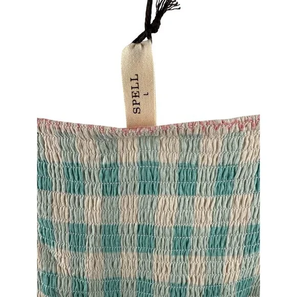 SPELL Women's Tunic Dress Pastel Floral Smocking Long Sleeve 233113N Size L - Picture 8 of 15